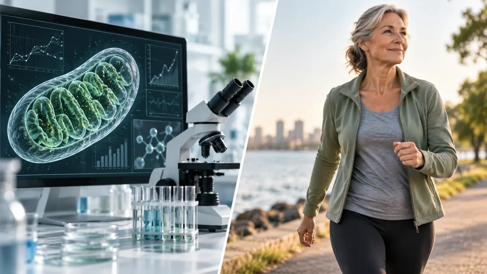 Mitochondrial research contrasted with human physical activity to illustrate the difference between laboratory findings and real-world outcomes.